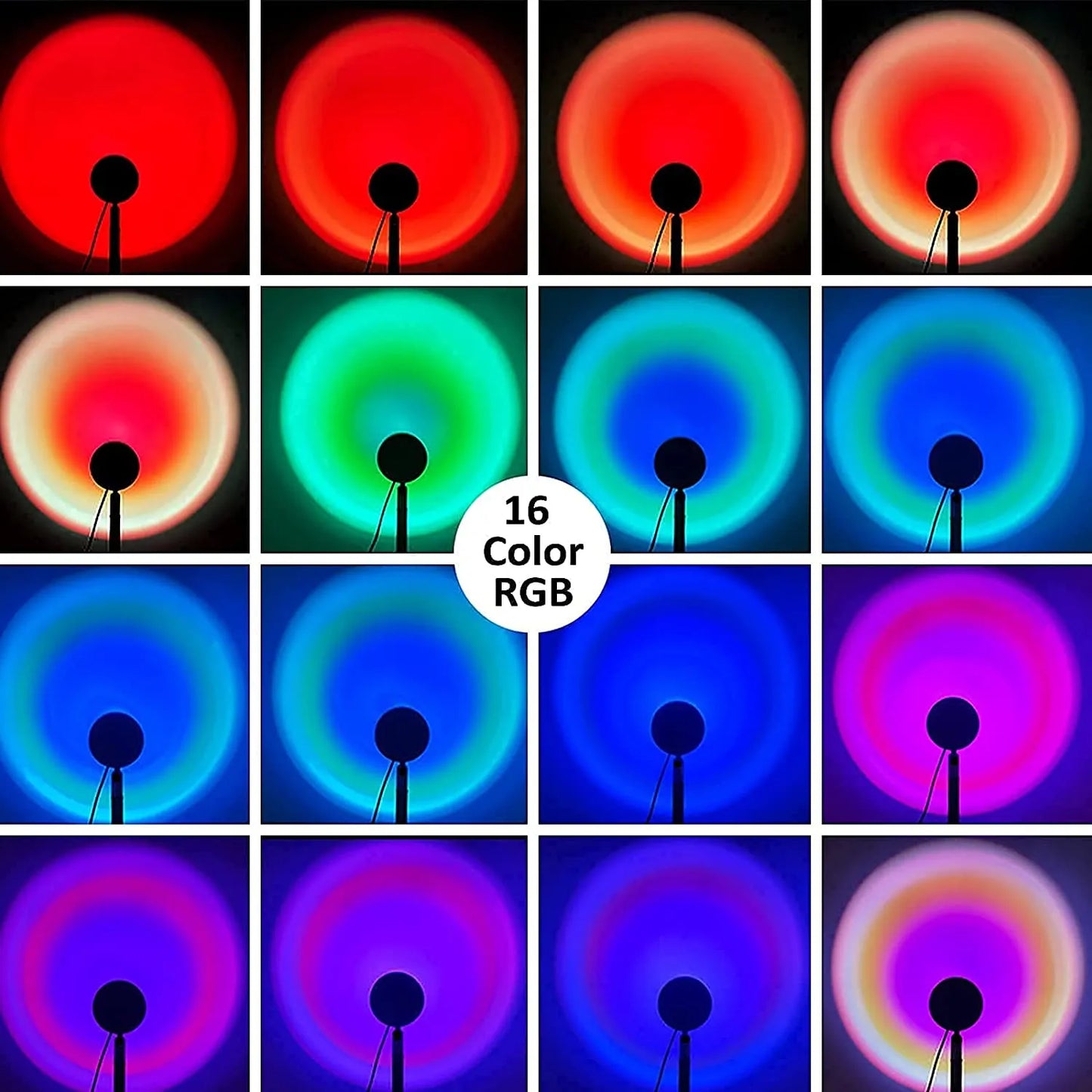 Remote Control RGB Sunset Lamp Projector 16 Colors Changing RGB,