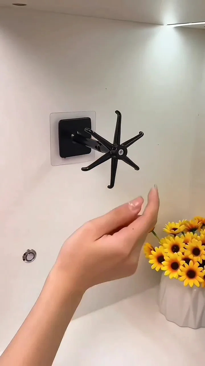 Easy-Install 360° Rotating Kitchen Hook - Self-Adhesive No-Drill Wall Mount for Utensils, Pots &