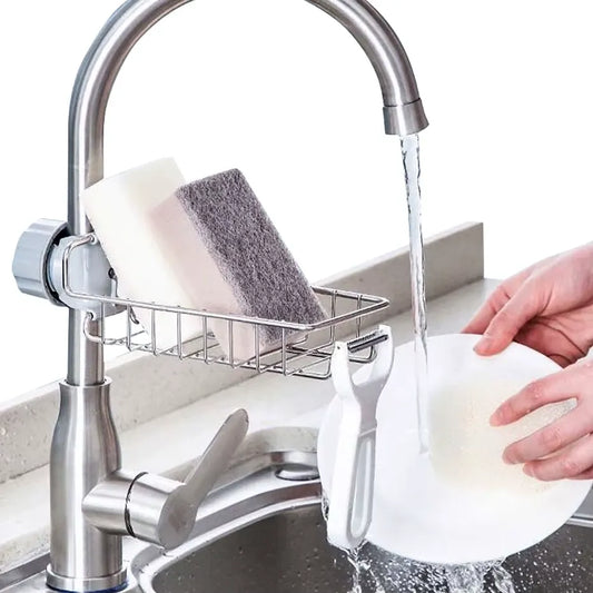 New Rotatable Stainless Steel Sink Drainer Sponge Dish Cloth Holder for Kitchen Sink Dish