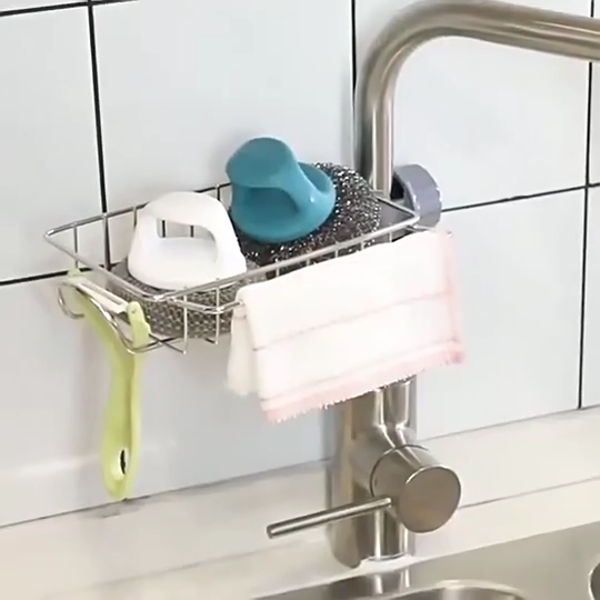 New Rotatable Stainless Steel Sink Drainer Sponge Dish Cloth Holder for Kitchen Sink Dish