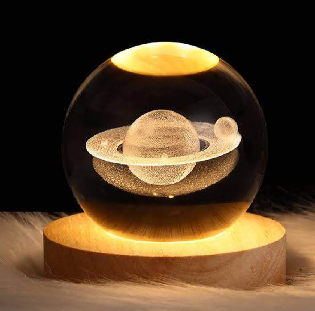 Festival Gift USB LED Night Light, 3D Crystal Ball Galaxy Lamp, Planet Moon Solar System Table Light, Fancy Home Bedroom Decoration
