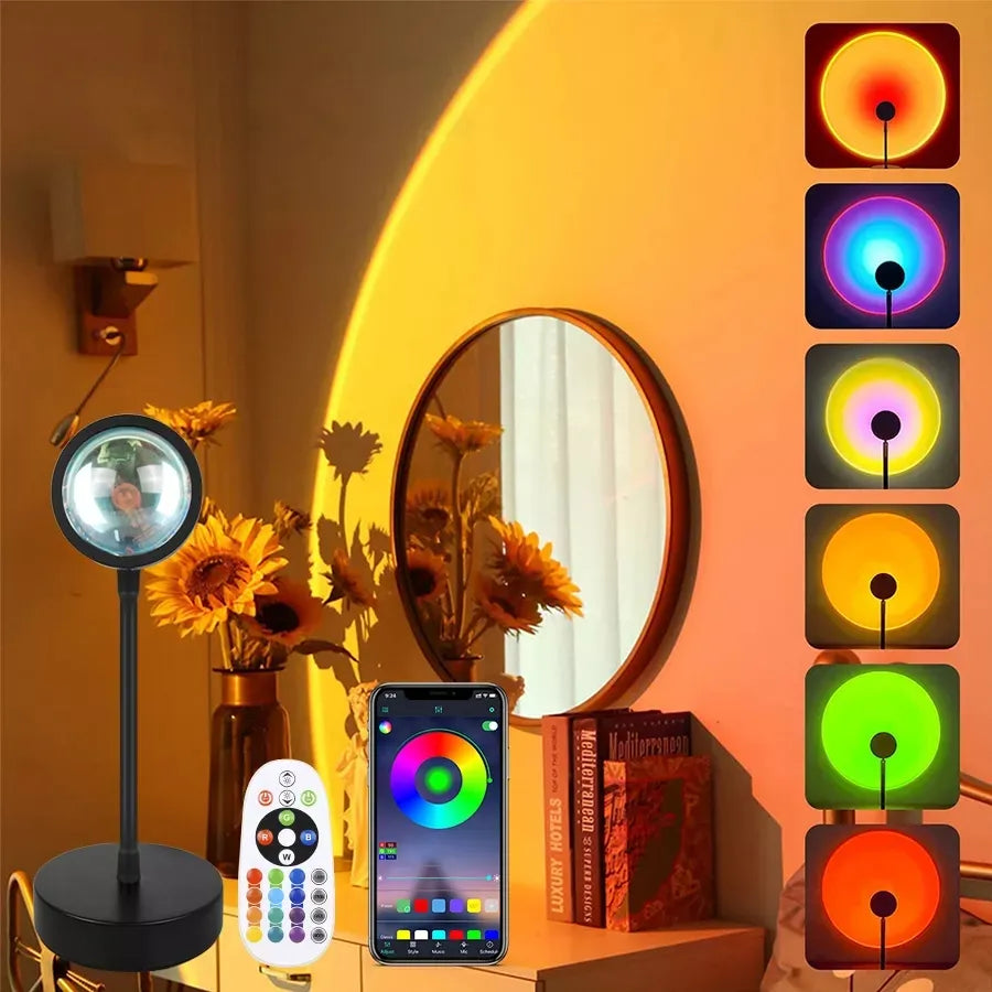 Remote Control RGB Sunset Lamp Projector 16 Colors Changing RGB,