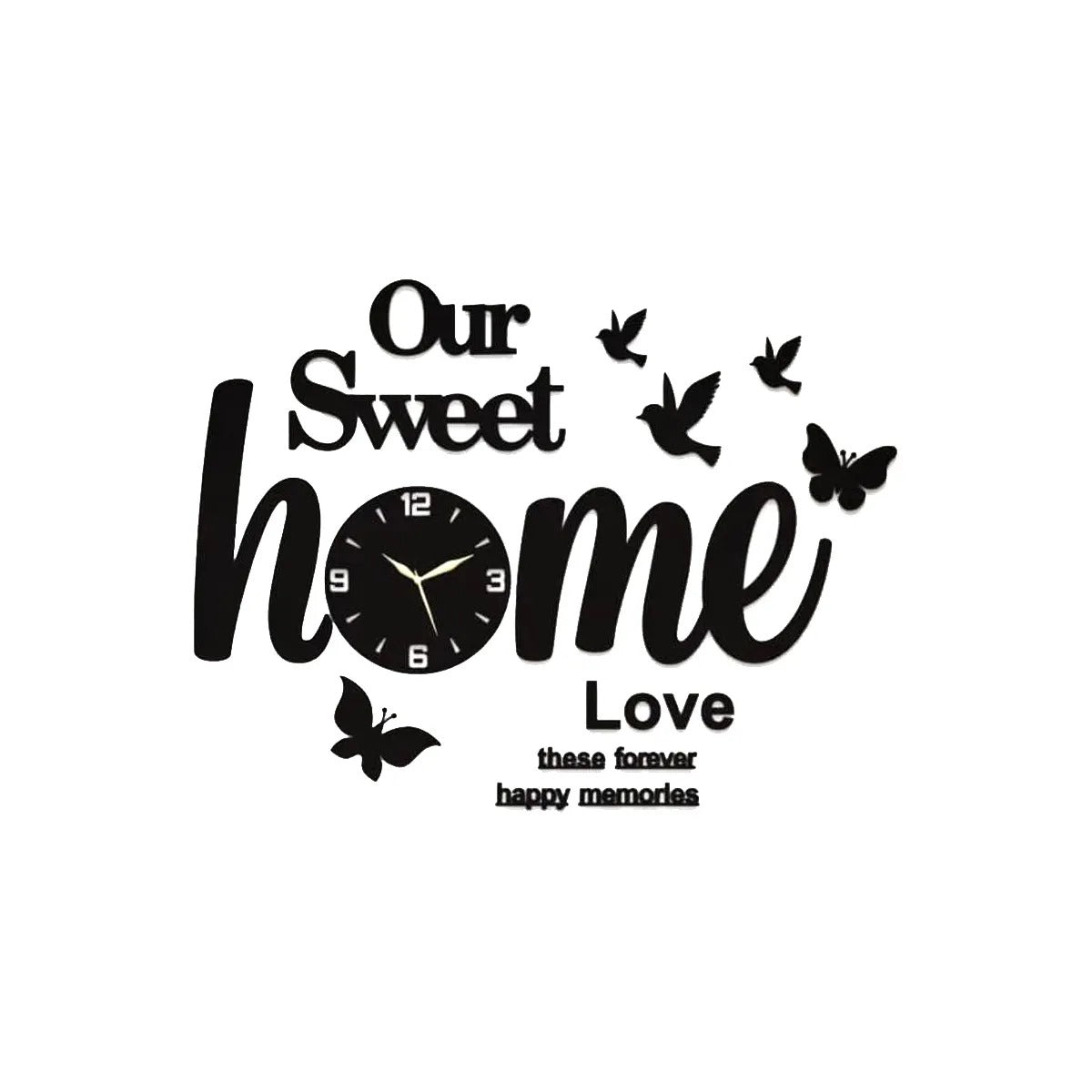 ZF Welcome to Our Sweet Home Wooden Clock 3D Quartz Watch DIY Design Decoration Piece for Home Decor Living Room | Premium 3D
