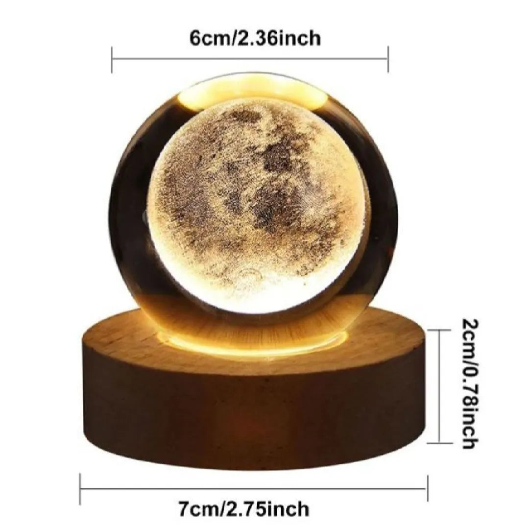 Festival Gift USB LED Night Light, 3D Crystal Ball Galaxy Lamp, Planet Moon Solar System Table Light, Fancy Home Bedroom Decoration