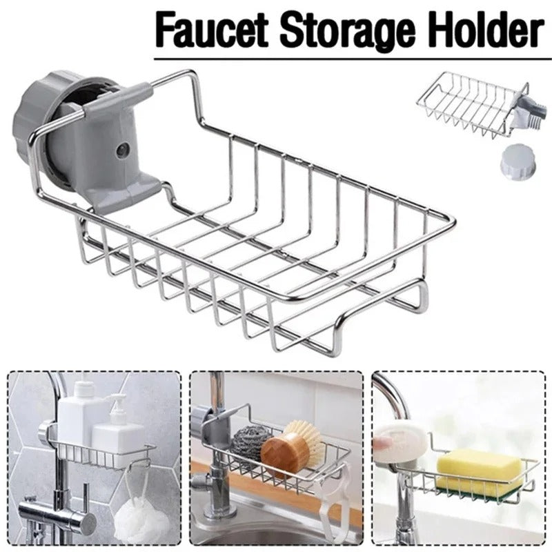 New Rotatable Stainless Steel Sink Drainer Sponge Dish Cloth Holder for Kitchen Sink Dish
