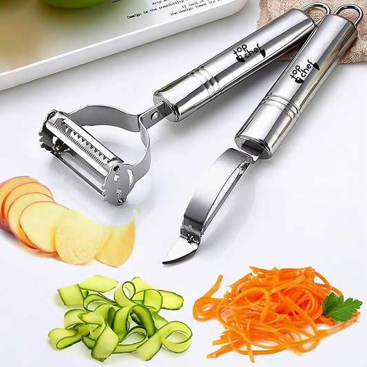 Vegetable Peeler，Stainless Steel 2 in 1 Julienne Vegetable Peeler Perfect for Carrot Potato Melon Gadget Vegetable Fruit