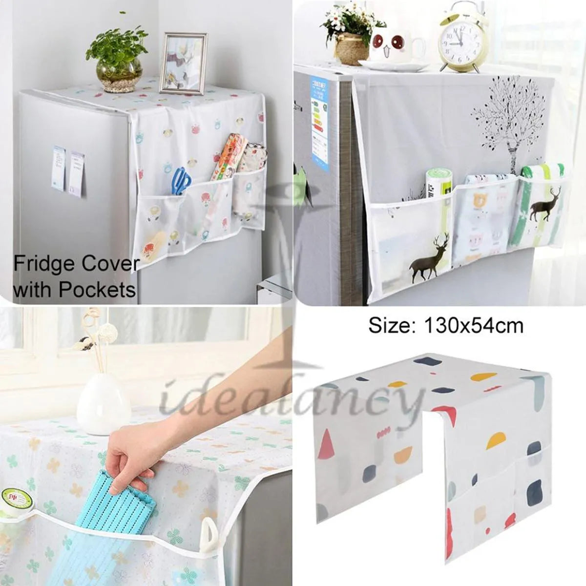 Dust-proof Fridge Cover With Pockets, Waterproof Cover For Fridge, Oil Proof Fridge