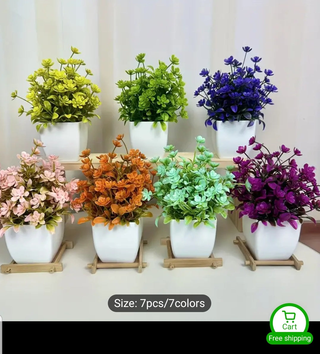 Pack of 8 Mini Plant Artificial Decoration Piece with pot Best for home & Office Decoration purpose