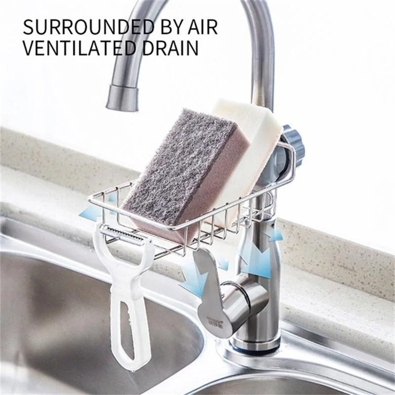 New Rotatable Stainless Steel Sink Drainer Sponge Dish Cloth Holder for Kitchen Sink Dish