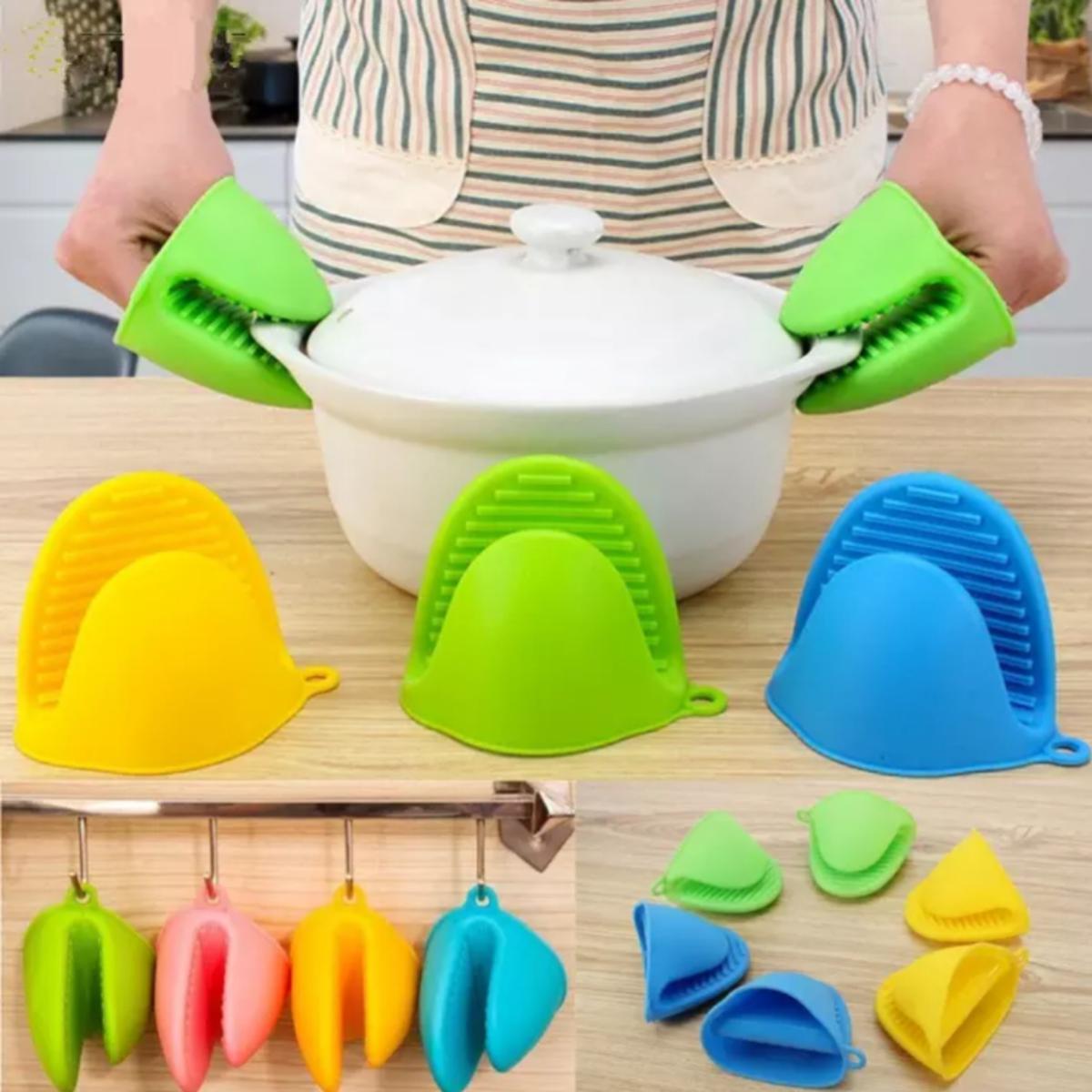 High quality 2 piece silicone pot holder/ heat resistant oven mitts kitchen accessories best